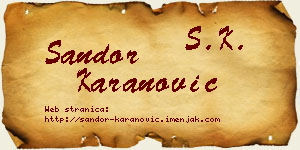 Šandor Karanović vizit kartica